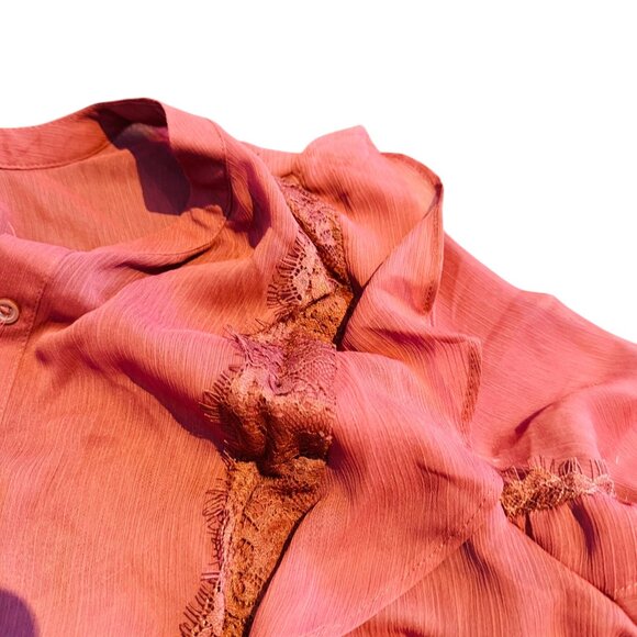 Simply Vera Vera Wang Ruffle Lace Blouse-NWT Size XL Rose Color - Picture 5 of 9